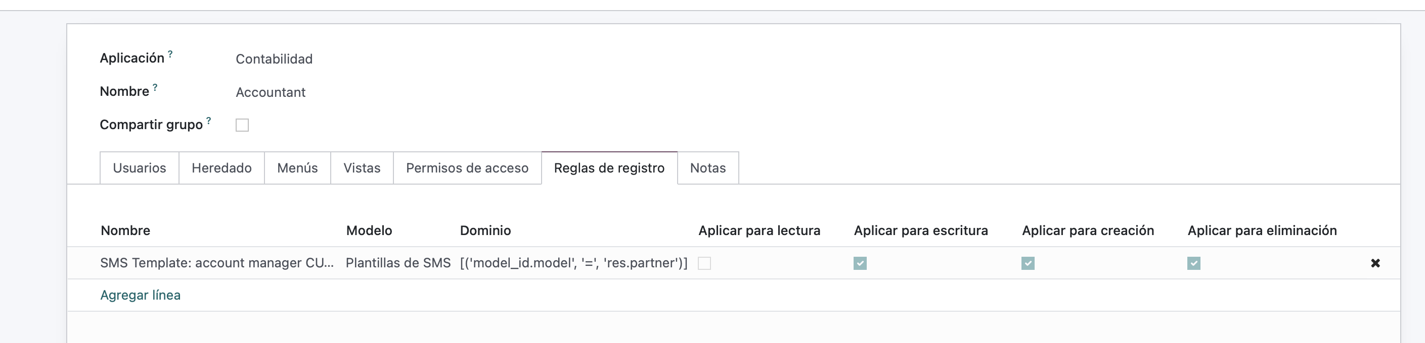 reglas de registro